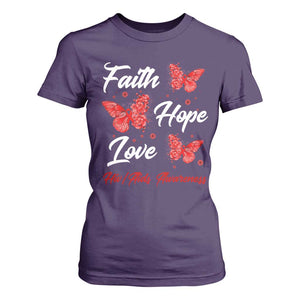 Faith Hope Love HIV AIDS Awareness Butterfly Gift T Shirt For Women TS12 Purple Print Your Wear