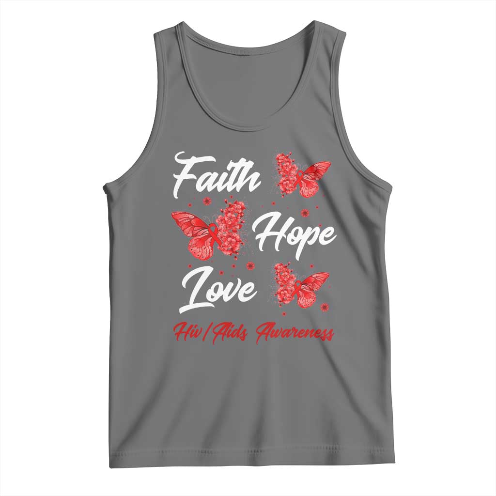 Faith Hope Love HIV AIDS Awareness Butterfly Gift Tank Top TS12 Black Heather Print Your Wear
