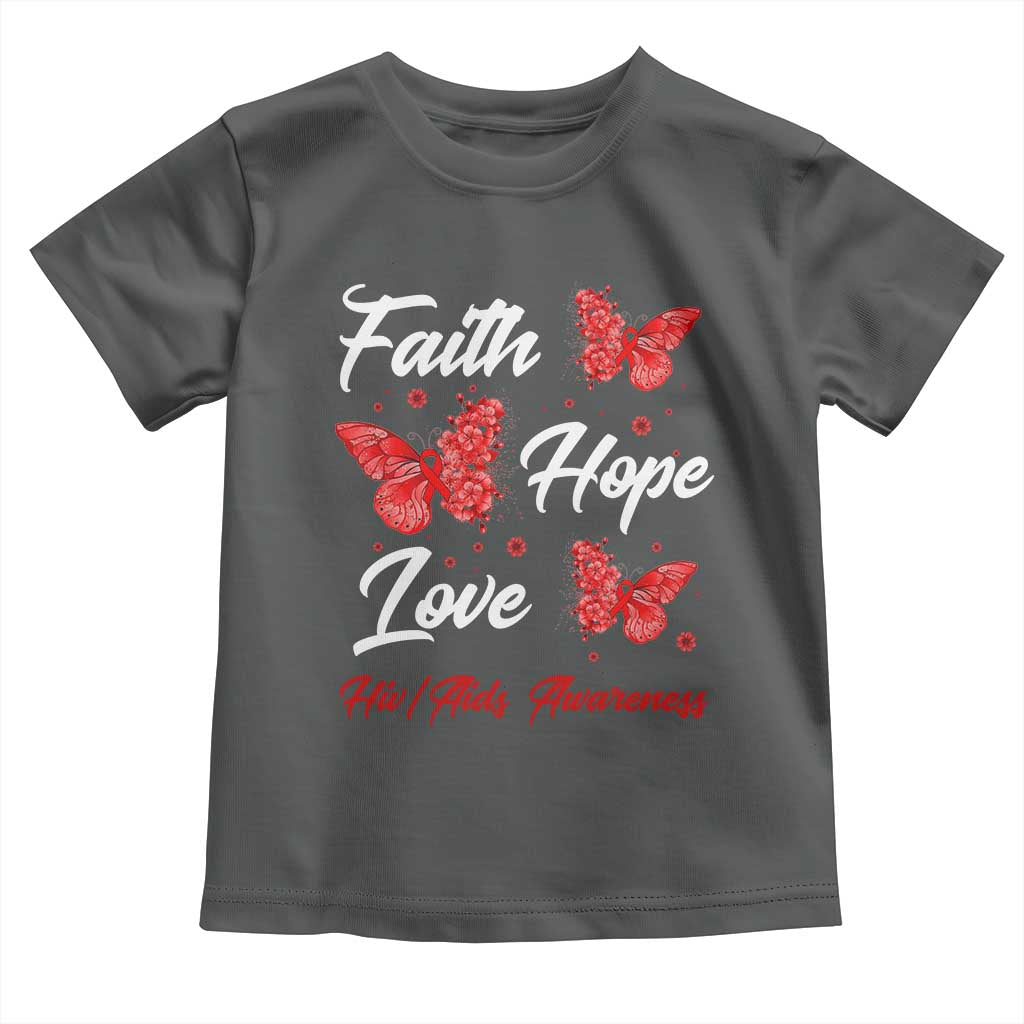 Faith Hope Love HIV AIDS Awareness Butterfly Gift Toddler T Shirt TS12 Dark Heather Print Your Wear