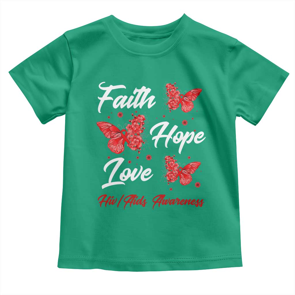 Faith Hope Love HIV AIDS Awareness Butterfly Gift Toddler T Shirt TS12 Irish Green Print Your Wear