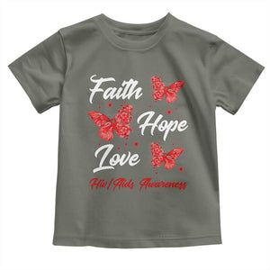 Faith Hope Love HIV AIDS Awareness Butterfly Gift Toddler T Shirt TS12 Military Green Print Your Wear