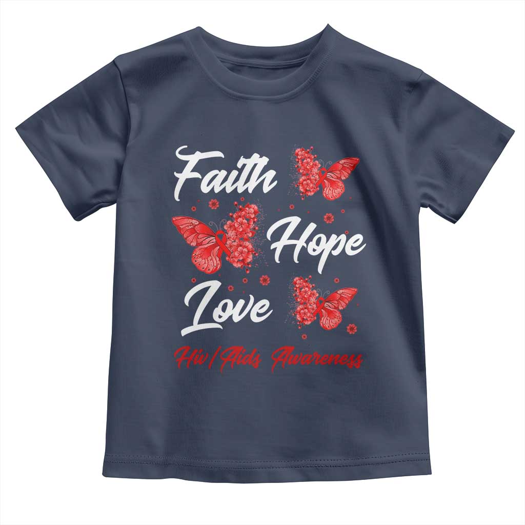 Faith Hope Love HIV AIDS Awareness Butterfly Gift Toddler T Shirt TS12 Navy Print Your Wear