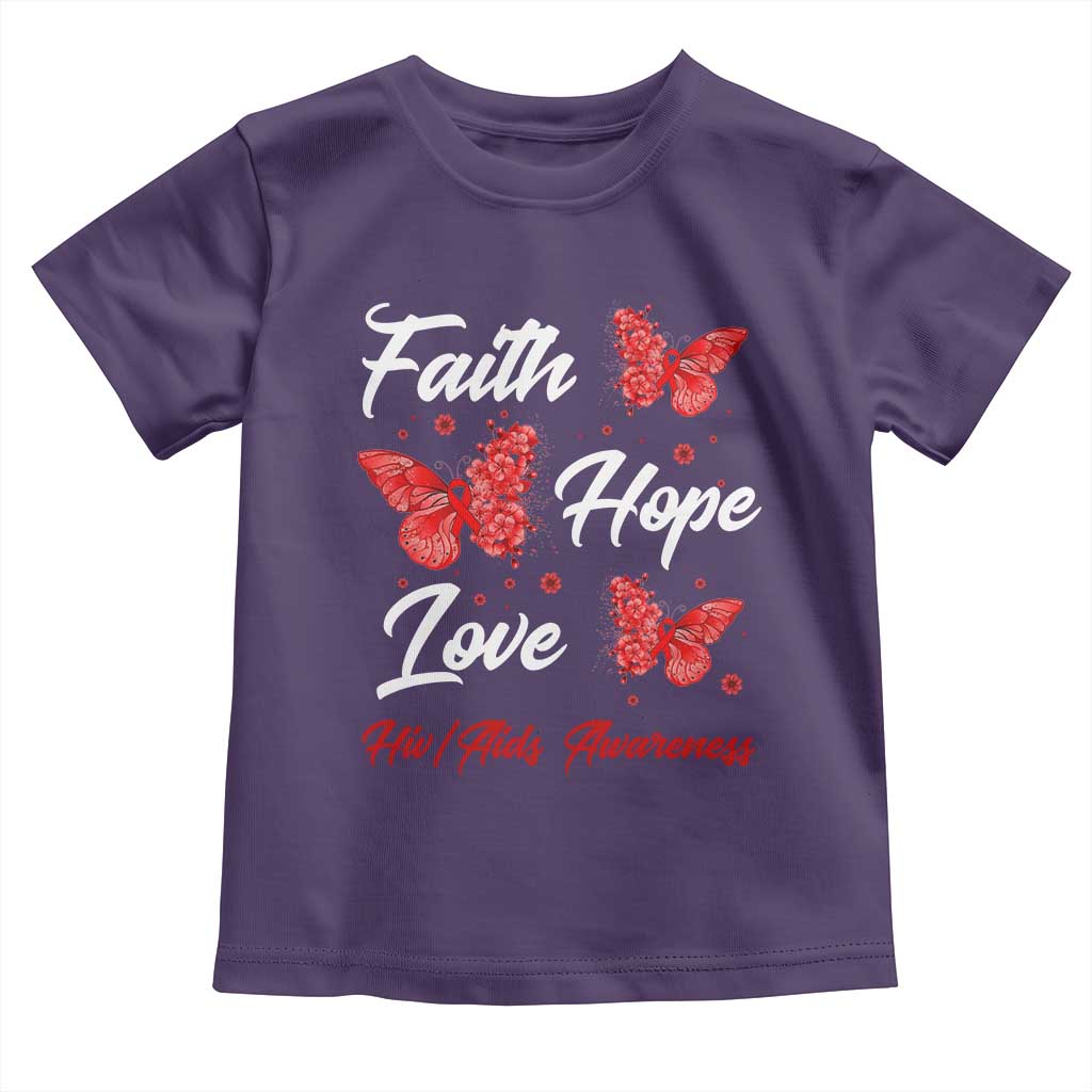 Faith Hope Love HIV AIDS Awareness Butterfly Gift Toddler T Shirt TS12 Purple Print Your Wear