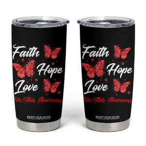 Faith Hope Love HIV AIDS Awareness Butterfly Gift Tumbler Cup TS12 Black Print Your Wear