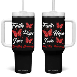 Faith Hope Love HIV AIDS Awareness Butterfly Gift Tumbler With Handle TS12 One Size: 40 oz Black Print Your Wear