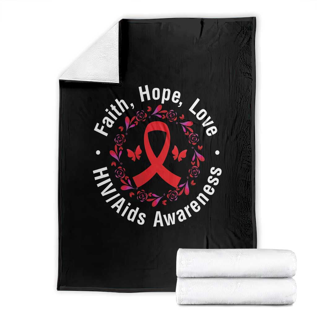 HIV Awareness Empowerment Gift Throw Blanket Faith Hope Love TS12 Black Print Your Wear