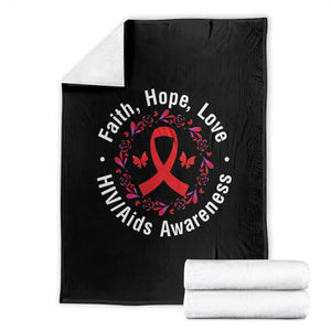 HIV Awareness Empowerment Gift Throw Blanket Faith Hope Love TS12 Black Print Your Wear