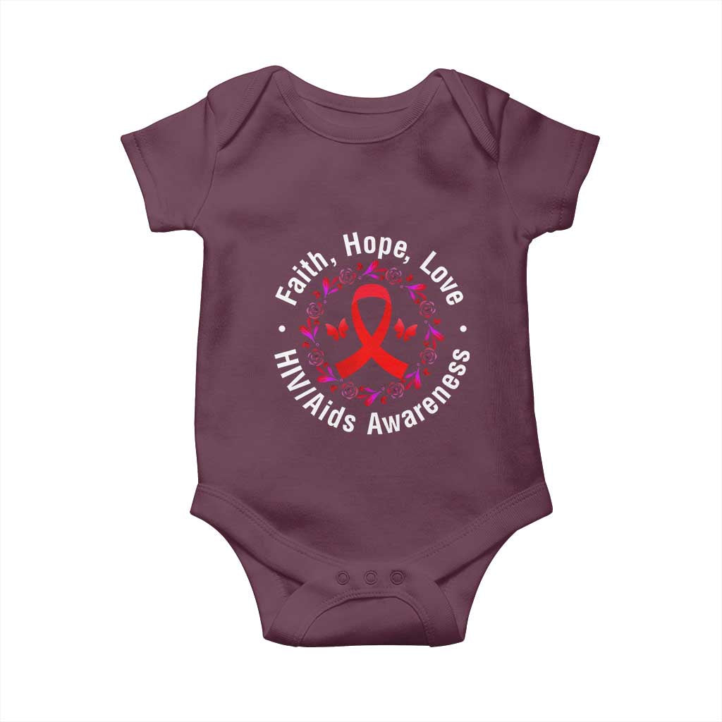 HIV Awareness Empowerment Gift Baby Onesie Faith Hope Love TS12 Maroon Print Your Wear
