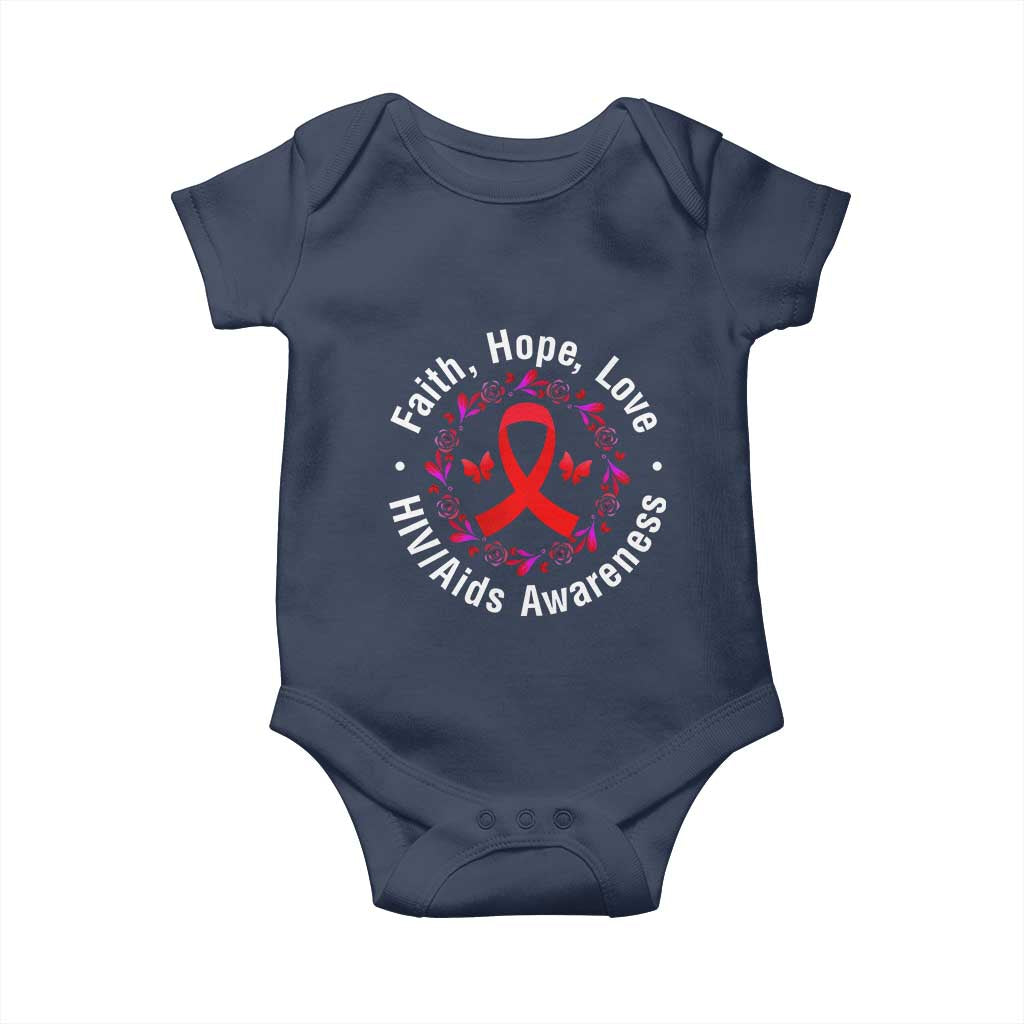 HIV Awareness Empowerment Gift Baby Onesie Faith Hope Love TS12 Navy Print Your Wear