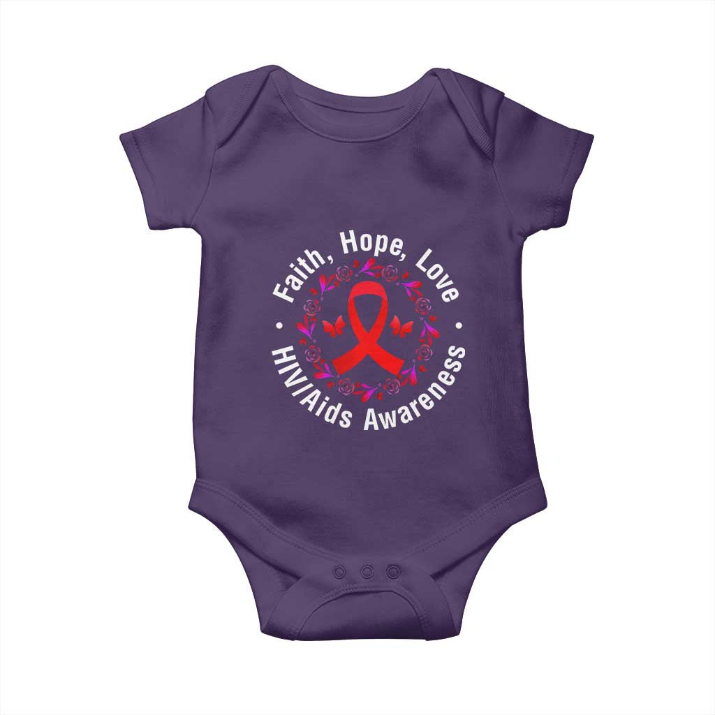 HIV Awareness Empowerment Gift Baby Onesie Faith Hope Love TS12 Purple Print Your Wear