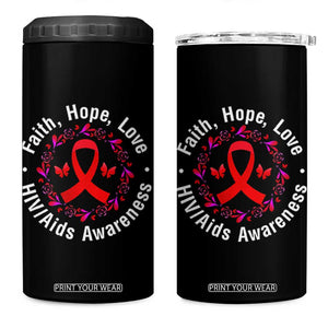 HIV Awareness Empowerment Gift 4 in 1 Can Cooler Tumbler Faith Hope Love TS12 One Size: 16 oz Black Print Your Wear