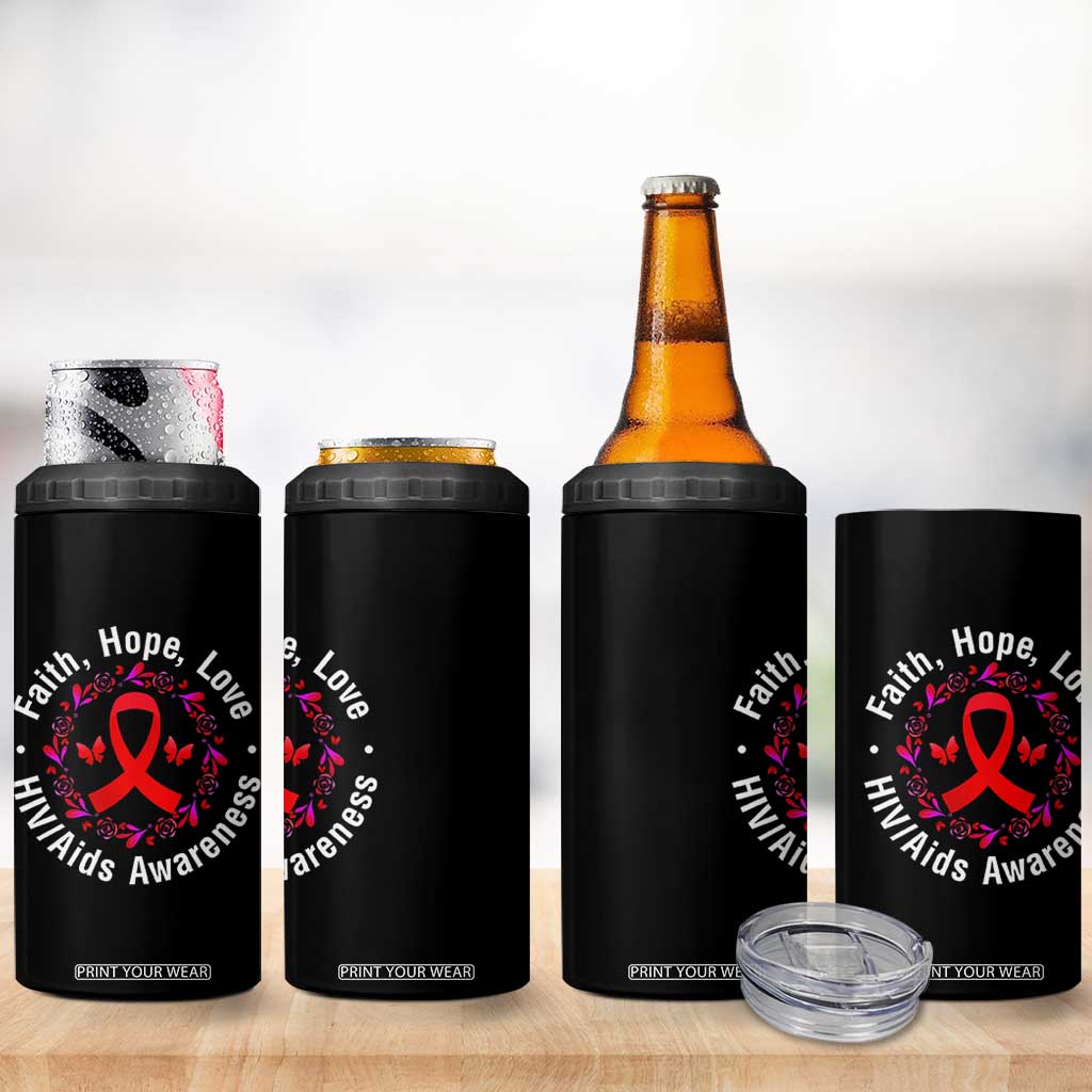 HIV Awareness Empowerment Gift 4 in 1 Can Cooler Tumbler Faith Hope Love TS12 Print Your Wear