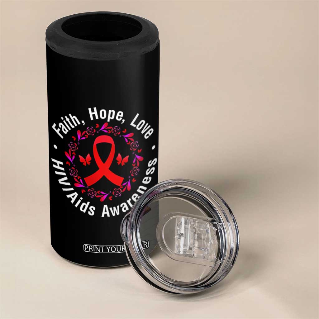 HIV Awareness Empowerment Gift 4 in 1 Can Cooler Tumbler Faith Hope Love TS12 Print Your Wear