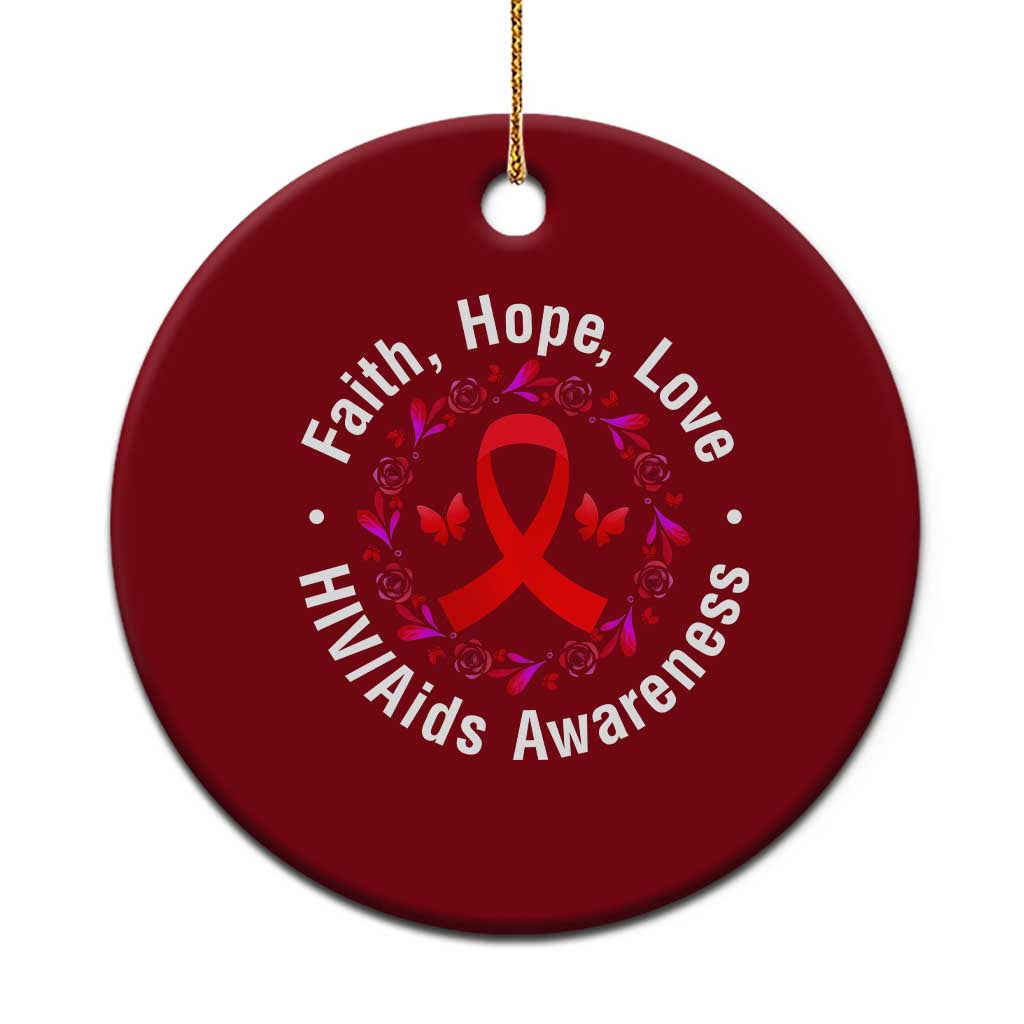 HIV Awareness Empowerment Gift Ceramic Ornament Faith Hope Love TS12 1pc Red Print Your Wear