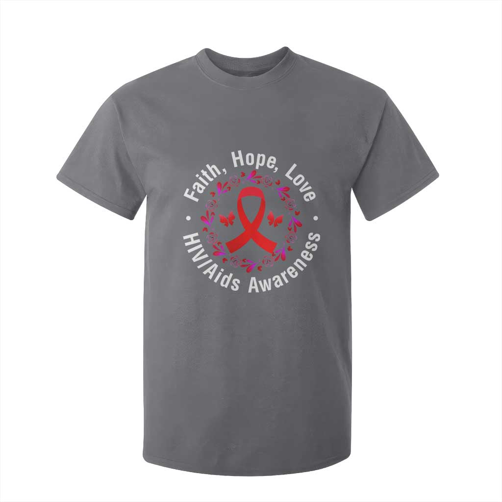 HIV Awareness Empowerment Gift T Shirt For Kid Faith Hope Love TS12 Charcoal Print Your Wear