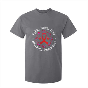 HIV Awareness Empowerment Gift T Shirt For Kid Faith Hope Love TS12 Charcoal Print Your Wear
