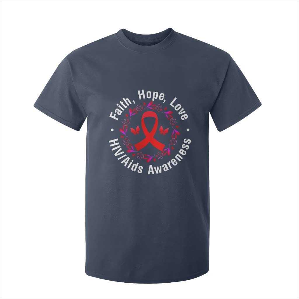 HIV Awareness Empowerment Gift T Shirt For Kid Faith Hope Love TS12 Navy Print Your Wear