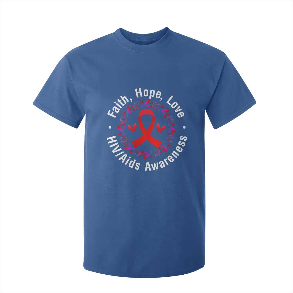 HIV Awareness Empowerment Gift T Shirt For Kid Faith Hope Love TS12 Royal Blue Print Your Wear