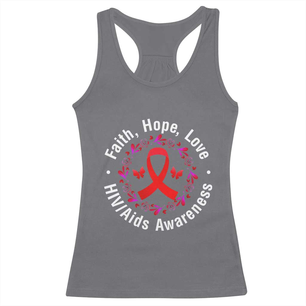 HIV Awareness Empowerment Gift Racerback Tank Top Faith Hope Love TS12 Charcoal Print Your Wear