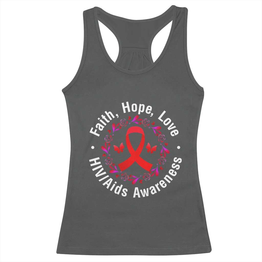 HIV Awareness Empowerment Gift Racerback Tank Top Faith Hope Love TS12 Dark Heather Print Your Wear