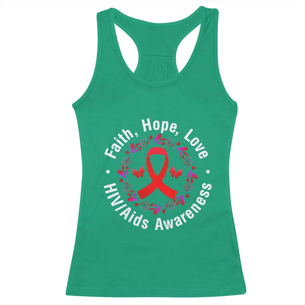 HIV Awareness Empowerment Gift Racerback Tank Top Faith Hope Love TS12 Irish Green Print Your Wear