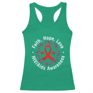 HIV Awareness Empowerment Gift Racerback Tank Top Faith Hope Love TS12 Irish Green Print Your Wear