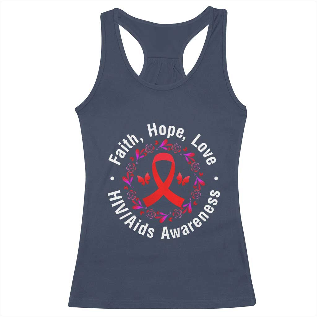 HIV Awareness Empowerment Gift Racerback Tank Top Faith Hope Love TS12 Navy Print Your Wear