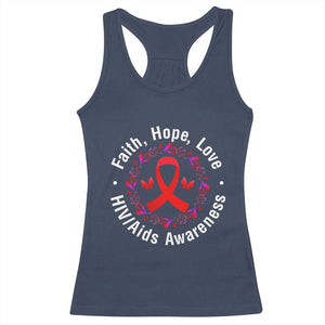HIV Awareness Empowerment Gift Racerback Tank Top Faith Hope Love TS12 Navy Print Your Wear