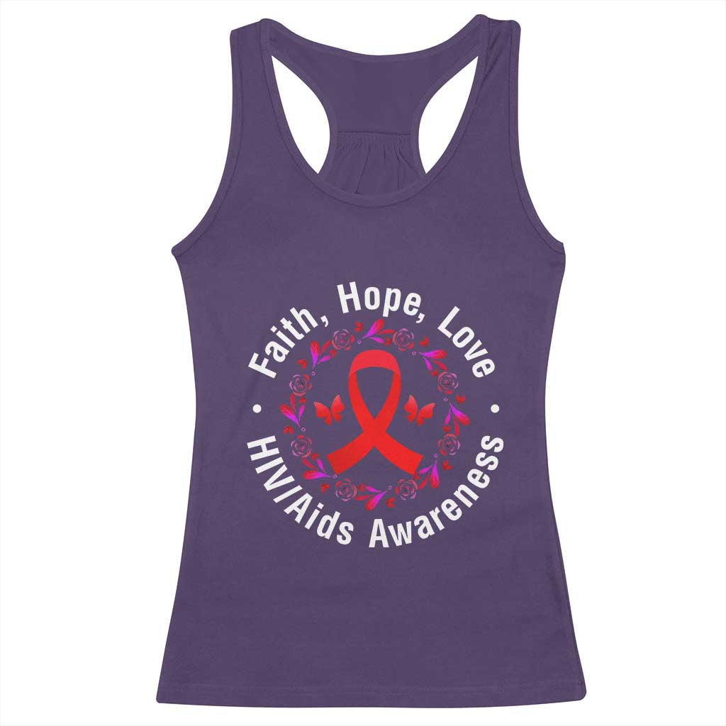 HIV Awareness Empowerment Gift Racerback Tank Top Faith Hope Love TS12 Purple Print Your Wear
