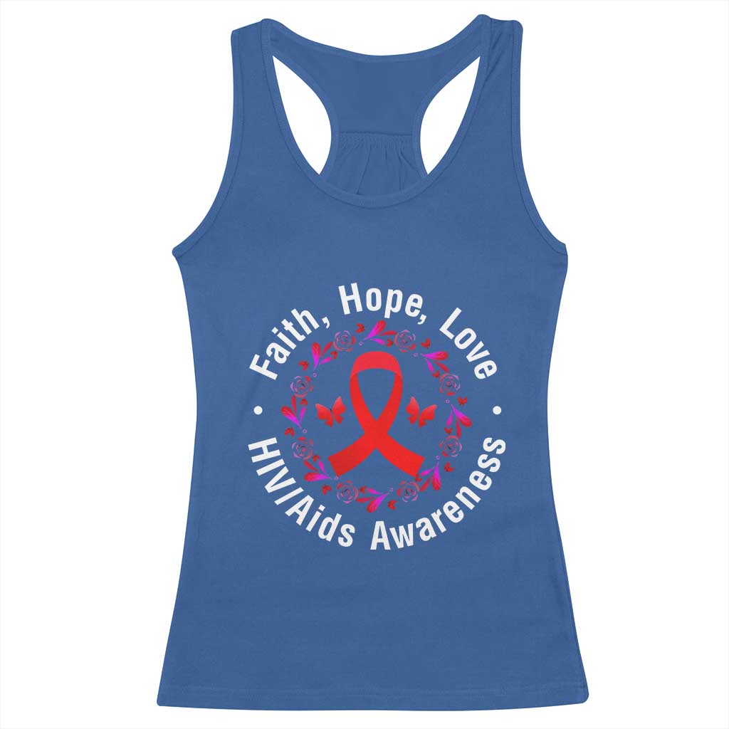 HIV Awareness Empowerment Gift Racerback Tank Top Faith Hope Love TS12 Royal Blue Print Your Wear