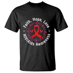 HIV Awareness Empowerment Gift T Shirt Faith Hope Love TS12 Black Print Your Wear