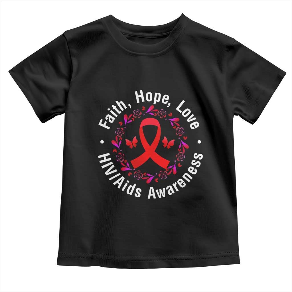 HIV Awareness Empowerment Gift Toddler T Shirt Faith Hope Love TS12 Black Print Your Wear