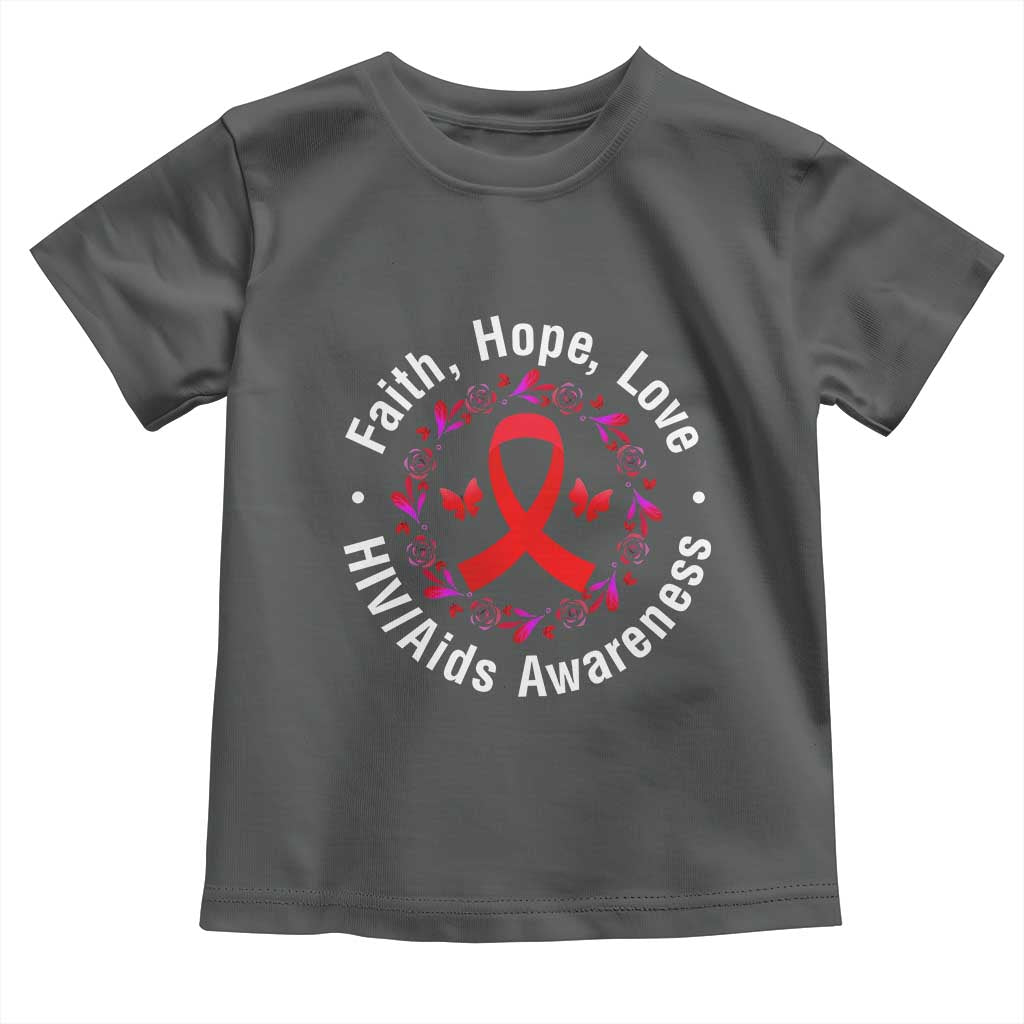 HIV Awareness Empowerment Gift Toddler T Shirt Faith Hope Love TS12 Dark Heather Print Your Wear