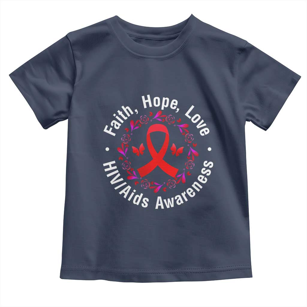 HIV Awareness Empowerment Gift Toddler T Shirt Faith Hope Love TS12 Navy Print Your Wear