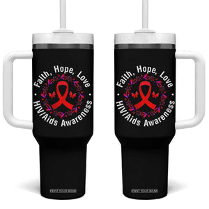 HIV Awareness Empowerment Gift Tumbler With Handle Faith Hope Love TS12 One Size: 40 oz Black Print Your Wear