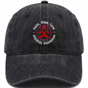 HIV Awareness Empowerment Gift Washed Cotton Baseball Cap Faith Hope Love TS12 Print Your Wear