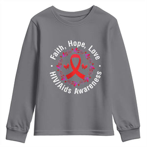 HIV Awareness Empowerment Gift Youth Sweatshirt Faith Hope Love TS12 Charcoal Print Your Wear