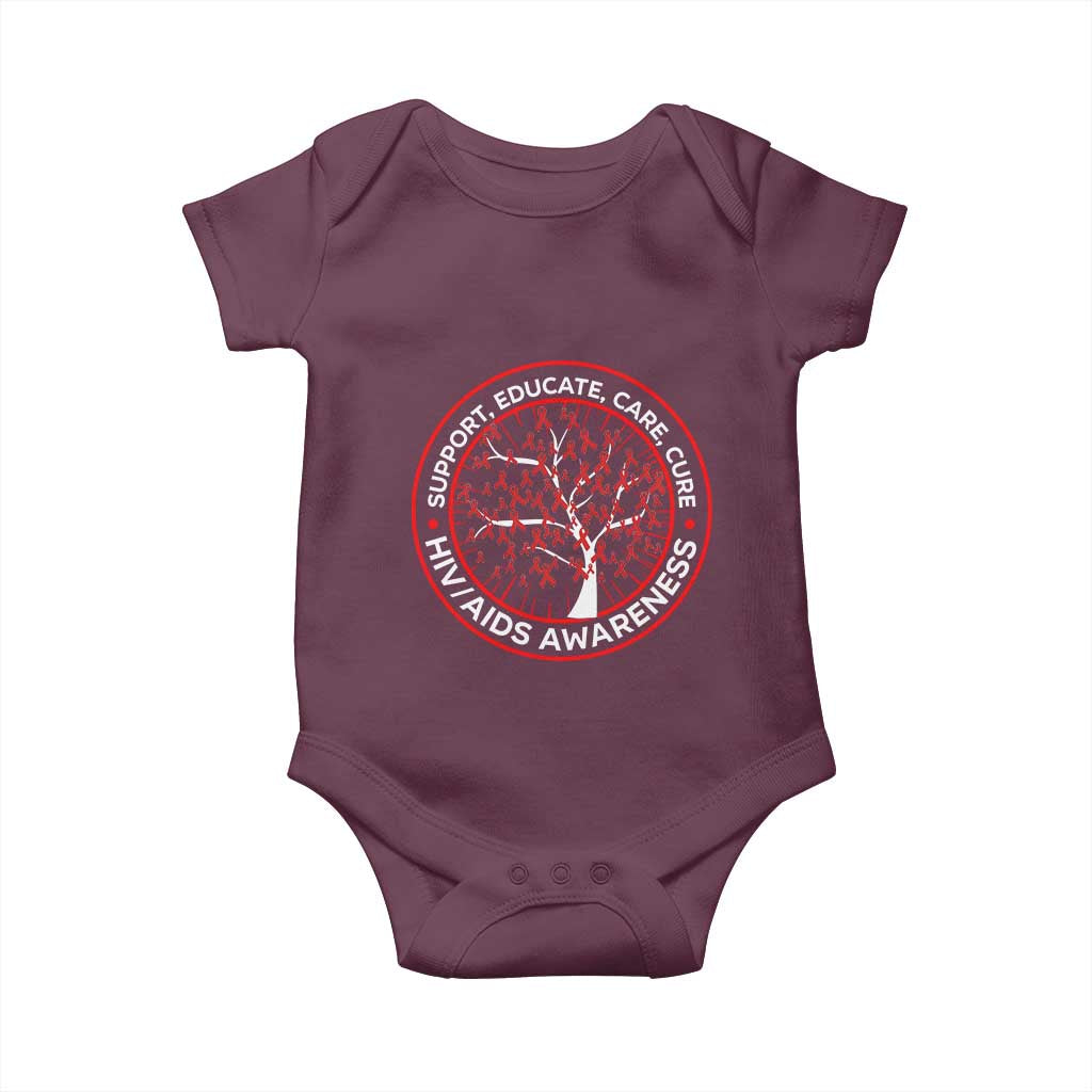 HIV AIDS Awareness Empowerment Gift Baby Onesie Support Educate Care Cure TS12 Maroon Print Your Wear