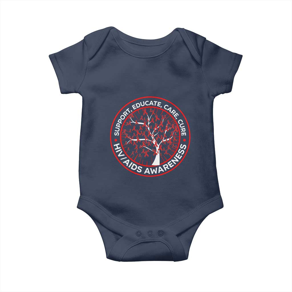 HIV AIDS Awareness Empowerment Gift Baby Onesie Support Educate Care Cure TS12 Navy Print Your Wear
