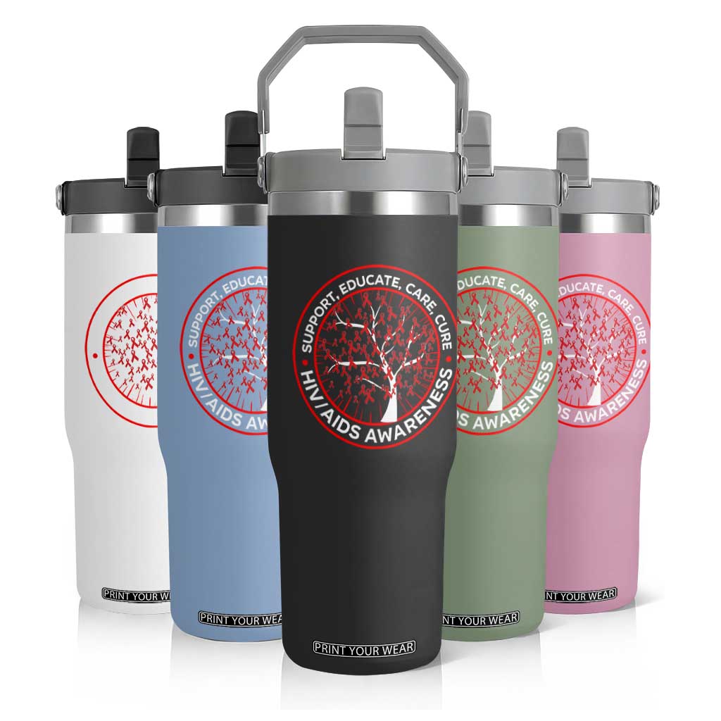 HIV AIDS Awareness Empowerment Gift Flip Straw Tumbler Support Educate Care Cure TS12 Print Your Wear