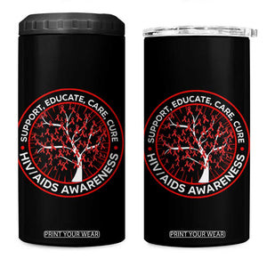 HIV AIDS Awareness Empowerment Gift 4 in 1 Can Cooler Tumbler Support Educate Care Cure TS12 One Size: 16 oz Black Print Your Wear