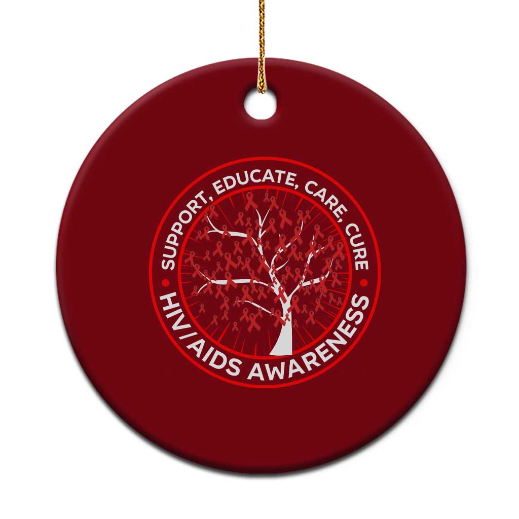 HIV AIDS Awareness Empowerment Gift Ceramic Ornament Support Educate Care Cure TS12 1pc Red Print Your Wear