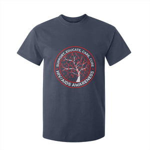 HIV AIDS Awareness Empowerment Gift T Shirt For Kid Support Educate Care Cure TS12 Navy Print Your Wear