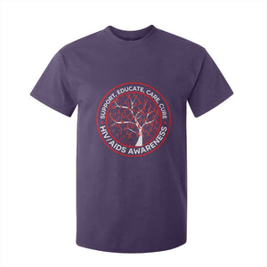 HIV AIDS Awareness Empowerment Gift T Shirt For Kid Support Educate Care Cure TS12 Purple Print Your Wear