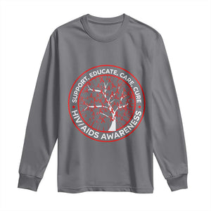HIV AIDS Awareness Empowerment Gift Long Sleeve Shirt Support Educate Care Cure TS12 Charcoal Print Your Wear