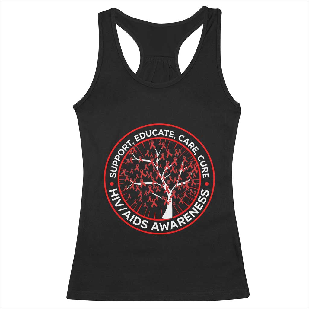 HIV AIDS Awareness Empowerment Gift Racerback Tank Top Support Educate Care Cure TS12 Black Print Your Wear