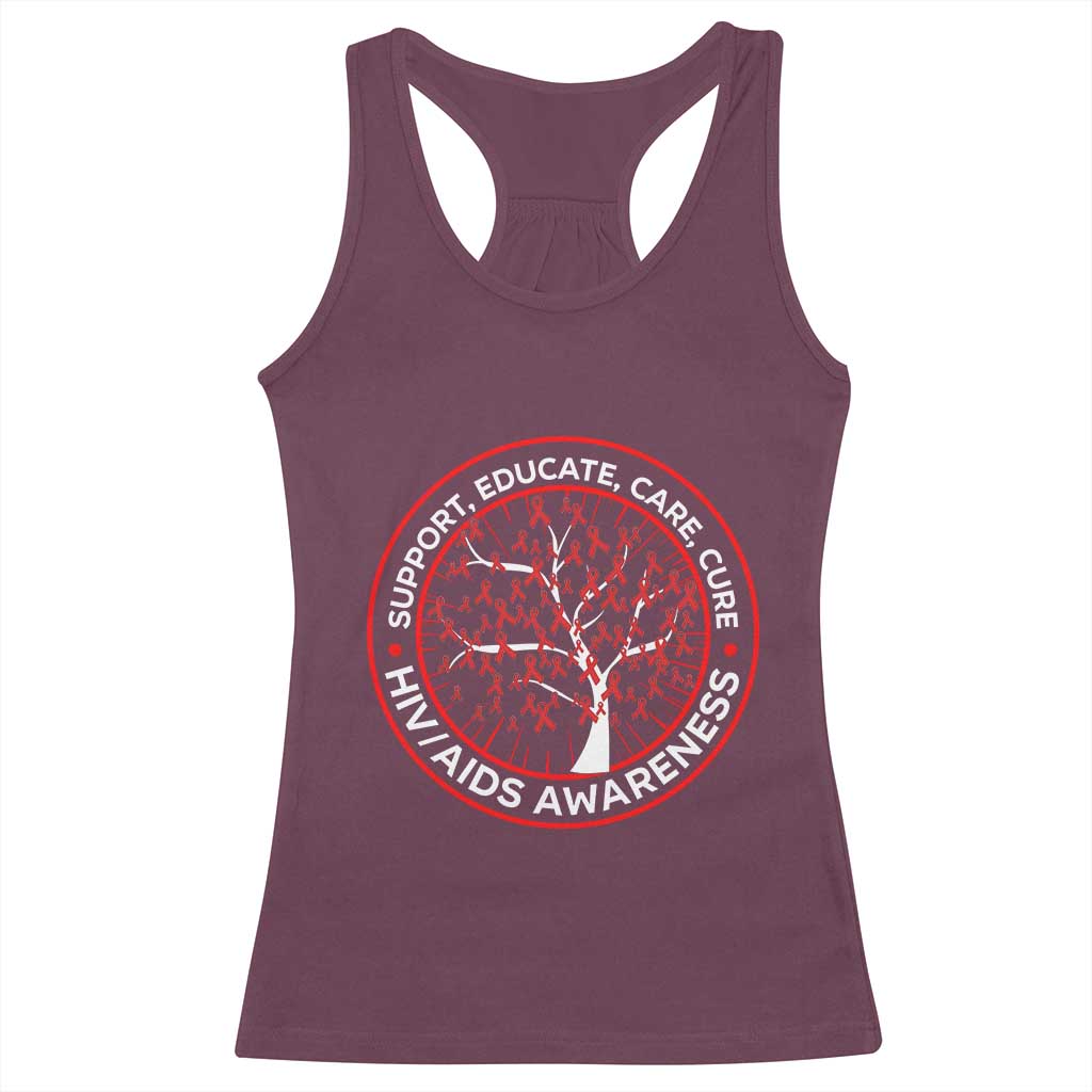HIV AIDS Awareness Empowerment Gift Racerback Tank Top Support Educate Care Cure TS12 Maroon Print Your Wear