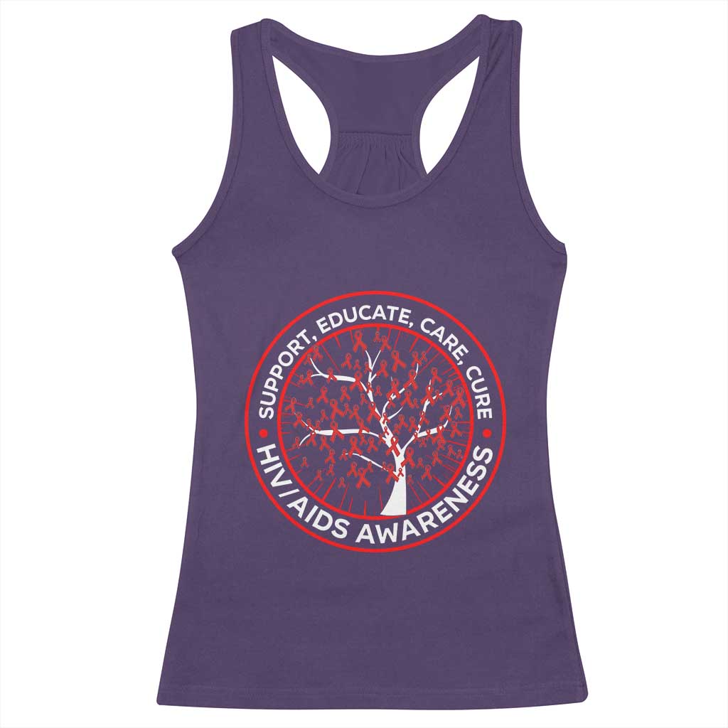 HIV AIDS Awareness Empowerment Gift Racerback Tank Top Support Educate Care Cure TS12 Purple Print Your Wear