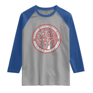 HIV AIDS Awareness Empowerment Gift Raglan Shirt Support Educate Care Cure TS12 Sport Gray Royal Print Your Wear