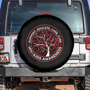 HIV AIDS Awareness Empowerment Gift Spare Tire Cover Support Educate Care Cure TS12 No hole Black Print Your Wear